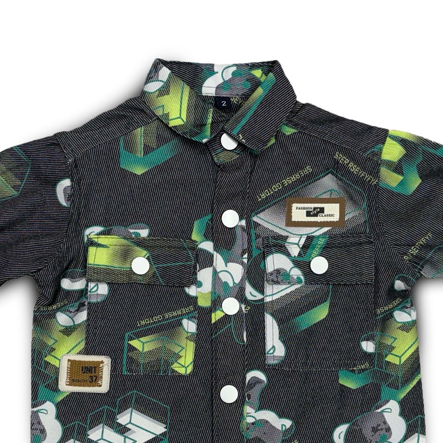 kids Graphic Green Shirt Full Sleeve