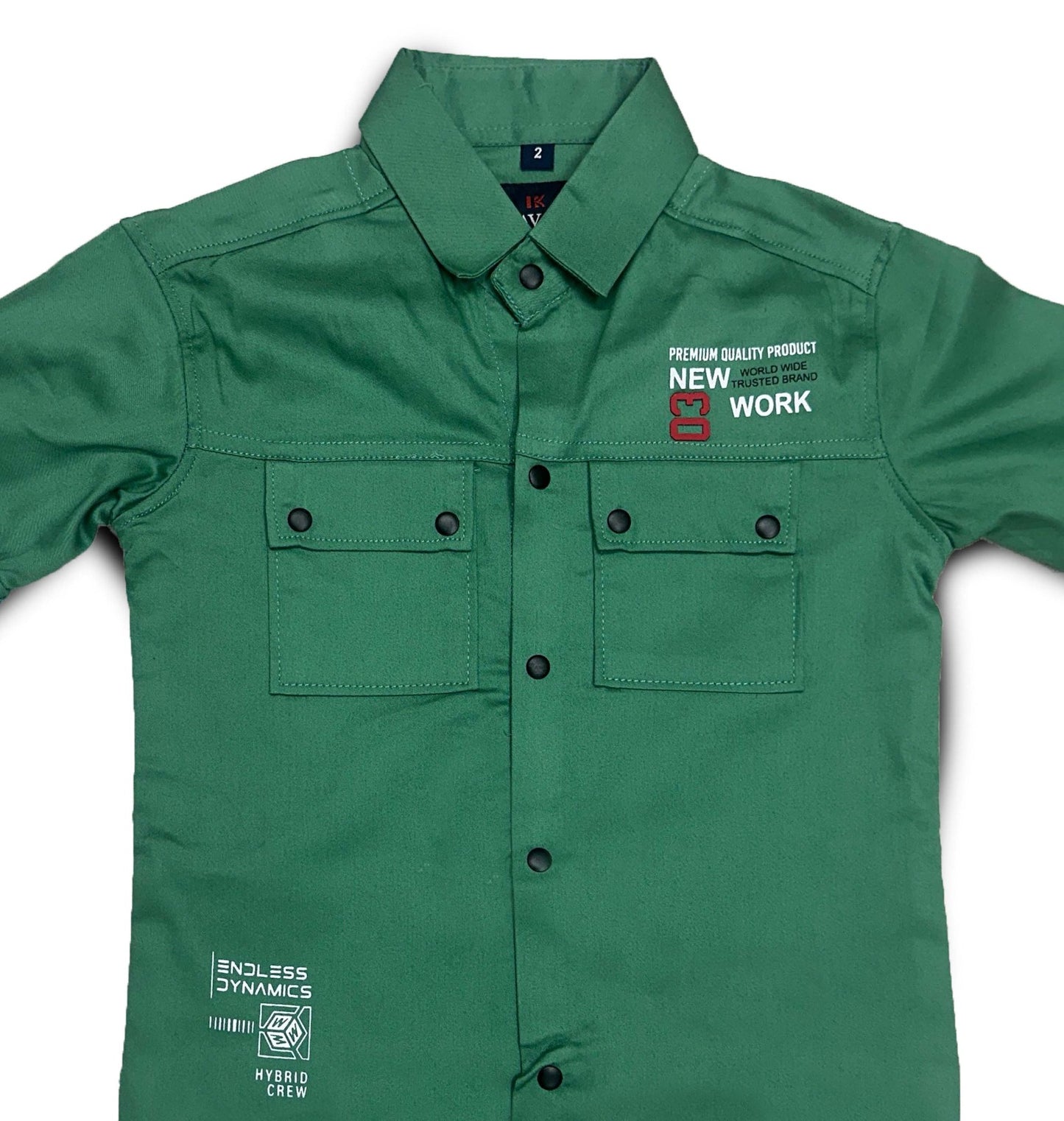 Havok kids Full Sleeve Button Down Shirt with Dual Pockets Green Shirt for 5-6 years