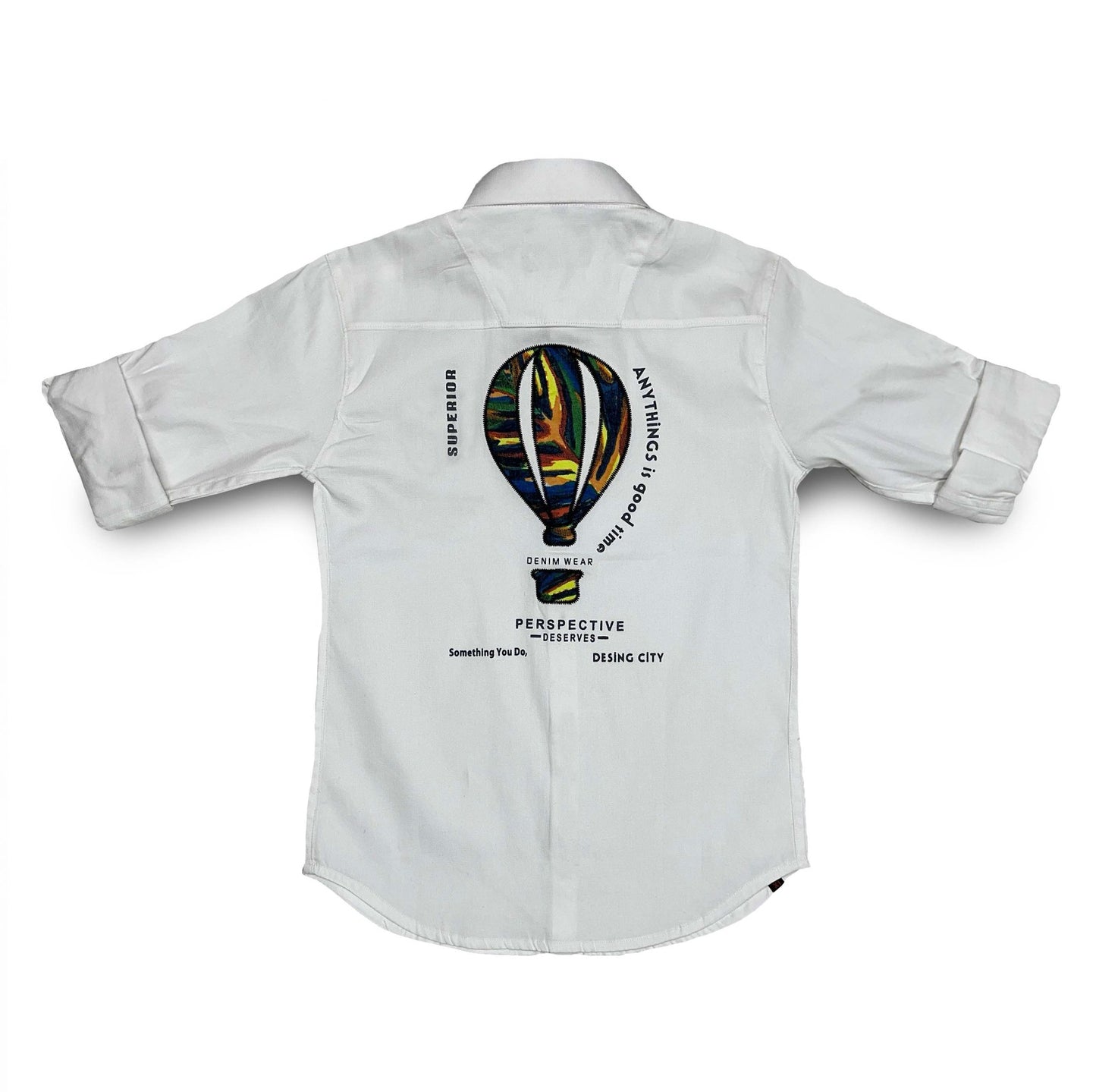Shirt for Boys Kids Button-Down Shirt White Balloon Print