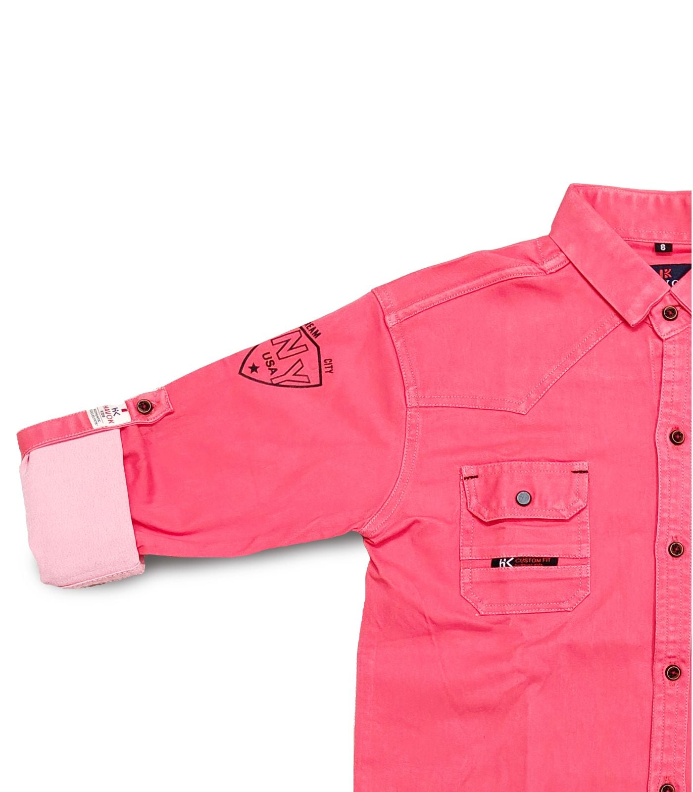 Pink Double Chest Pockets Full sleeve Shirt 