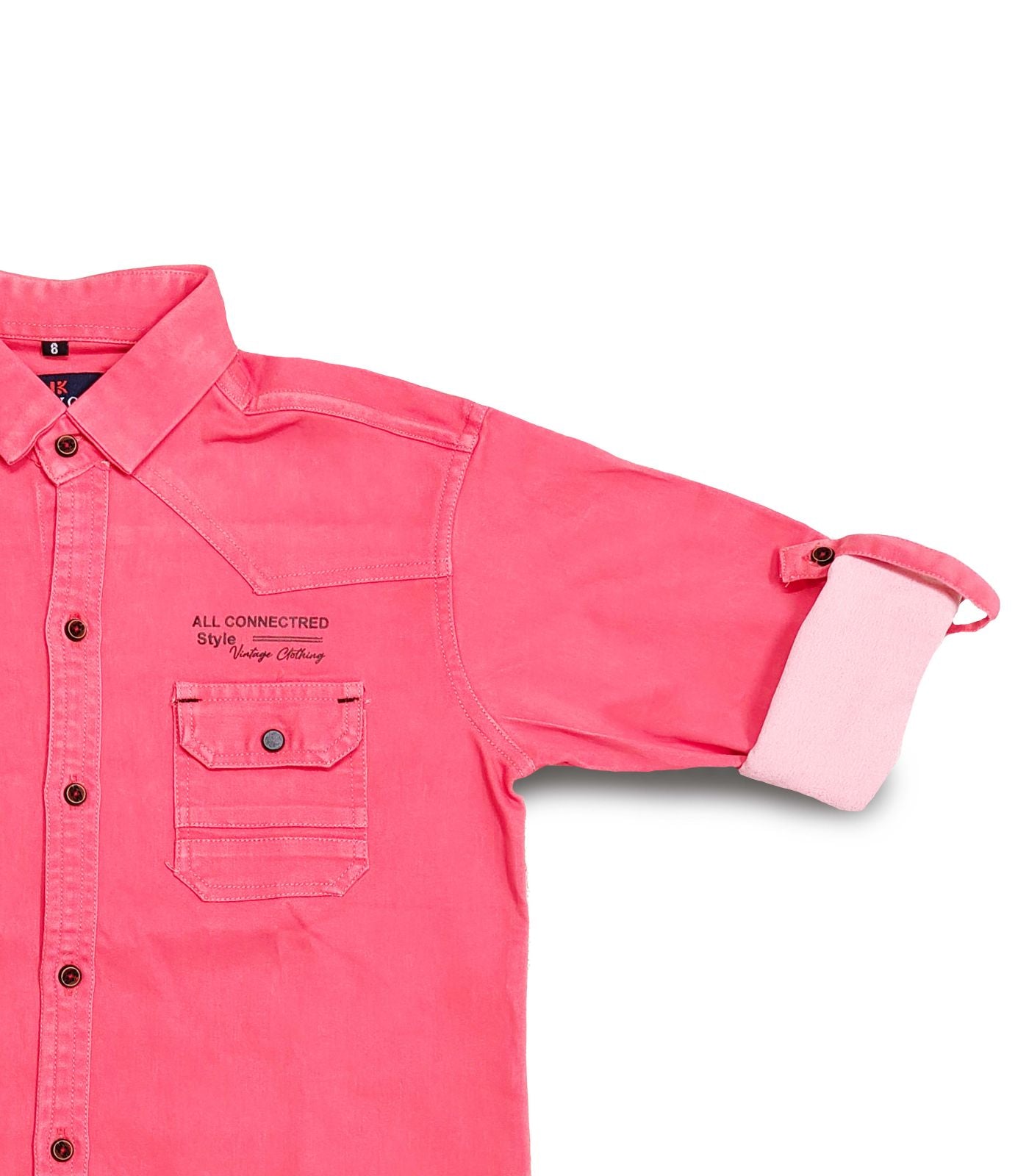 Pink Double Chest Pockets Full sleeve Shirt 