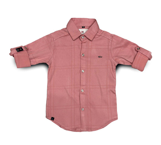 Pink Shirt For Boys Full Sleeves Checks Button-Down 
