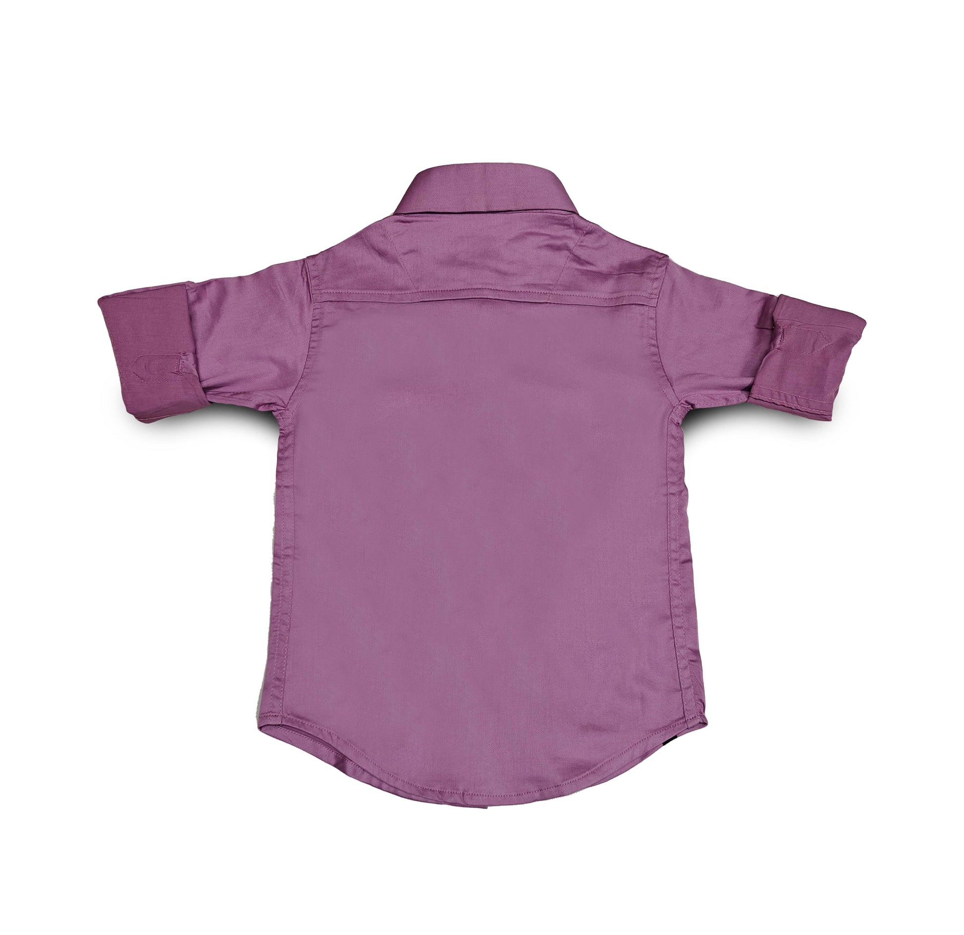 Purple children's shirt with rolled-up sleeves on a white background
