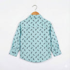 Havok Infant light Blue Shirt with Grey Leaf Pattern Print Havok kids