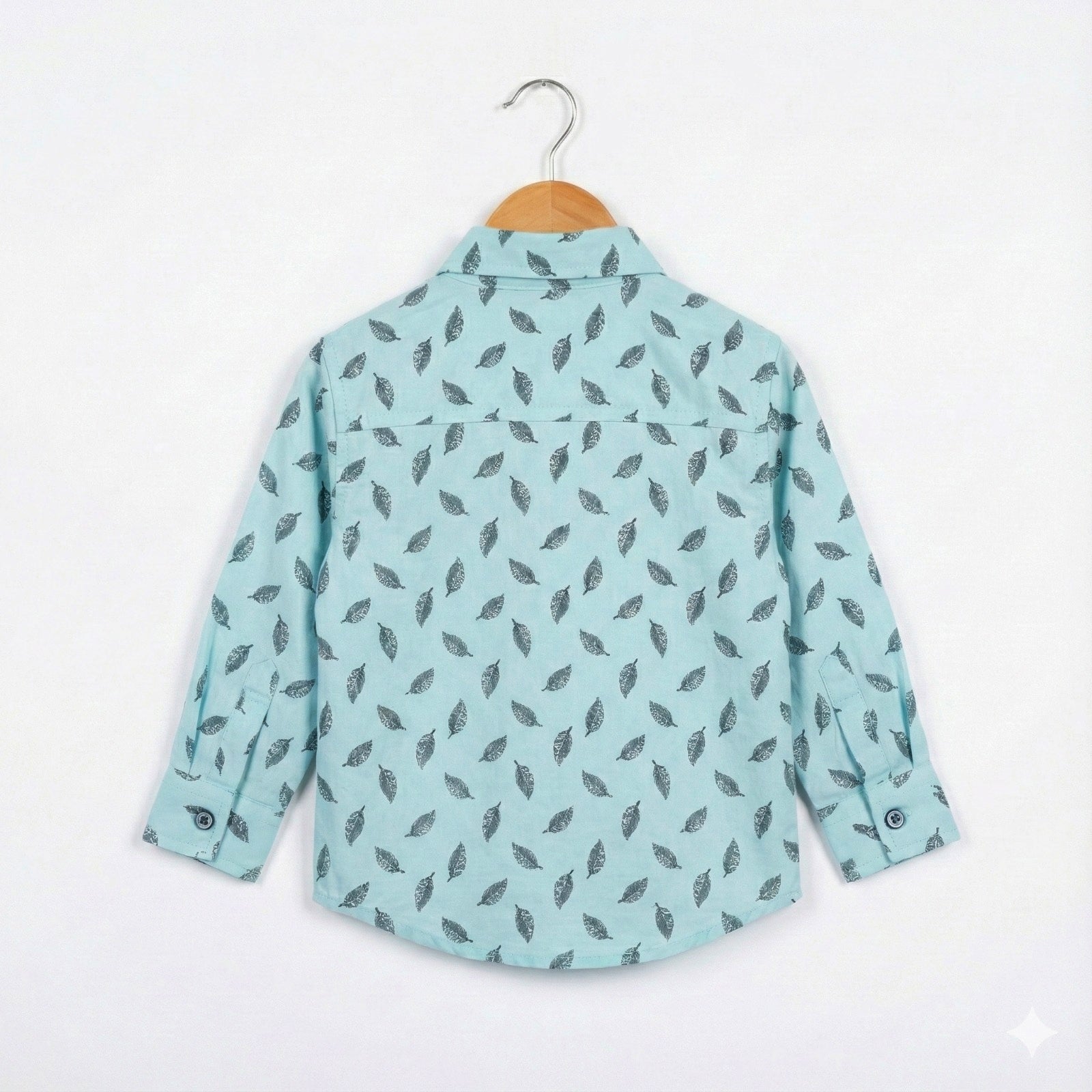 Havok Infant light Blue Shirt with Grey Leaf Pattern Print Havok kids
