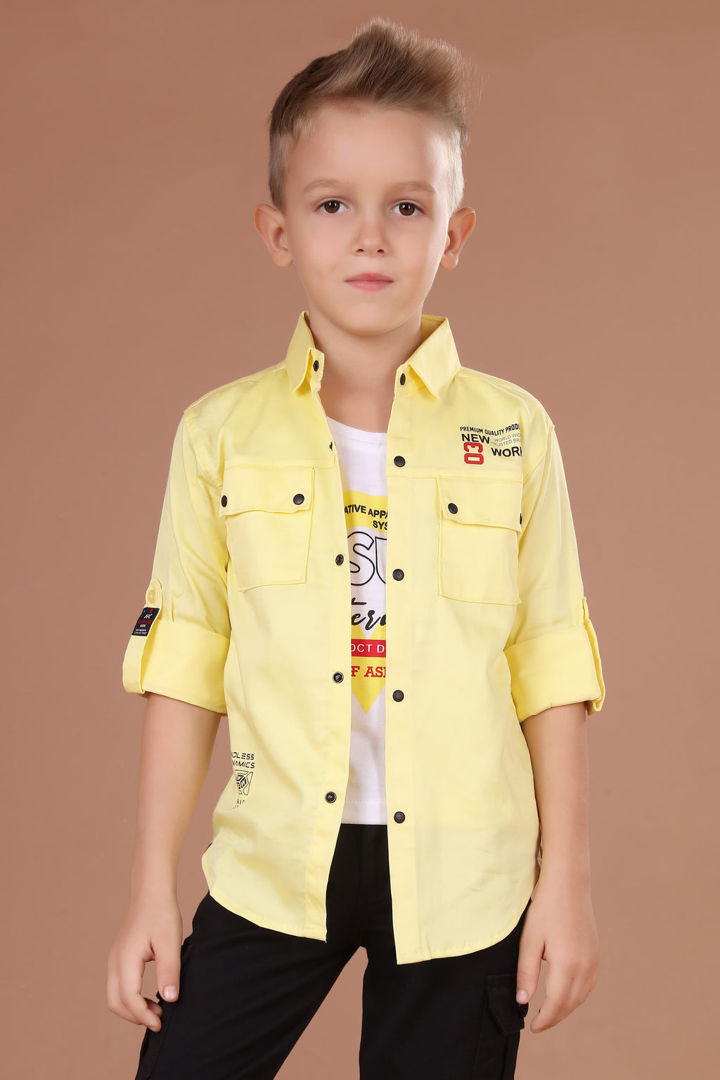 Havok Boys Snap Button-Down Yellow With Tshirt