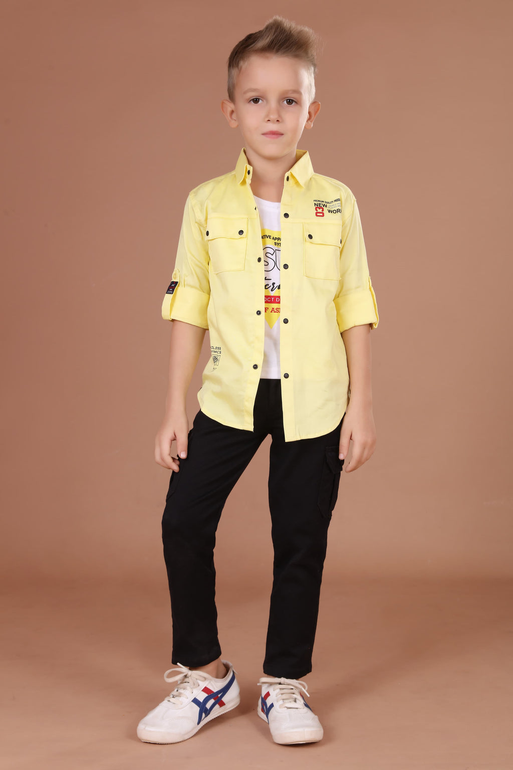 Havok Boys Snap Button-Down Yellow With Tshirt