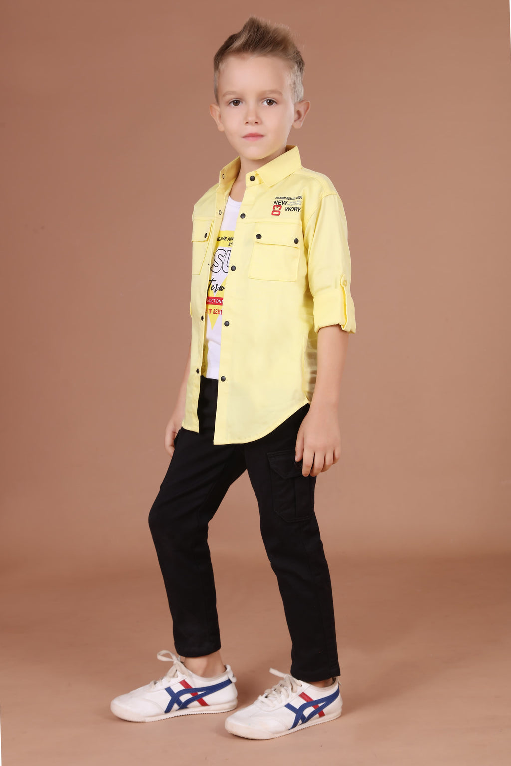 Havok Boys Snap Button-Down Yellow With Tshirt