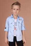 Havok Boys Button-Down Sky Blue Shirt With Tshirt Havok kids