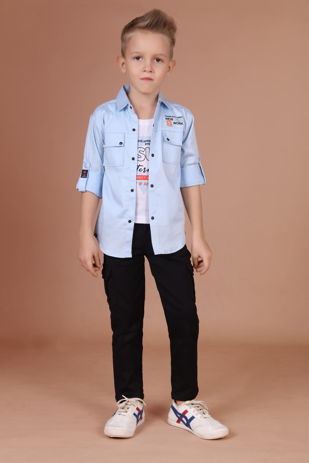 Havok Boys Button-Down Sky Blue Shirt With Tshirt Havok kids