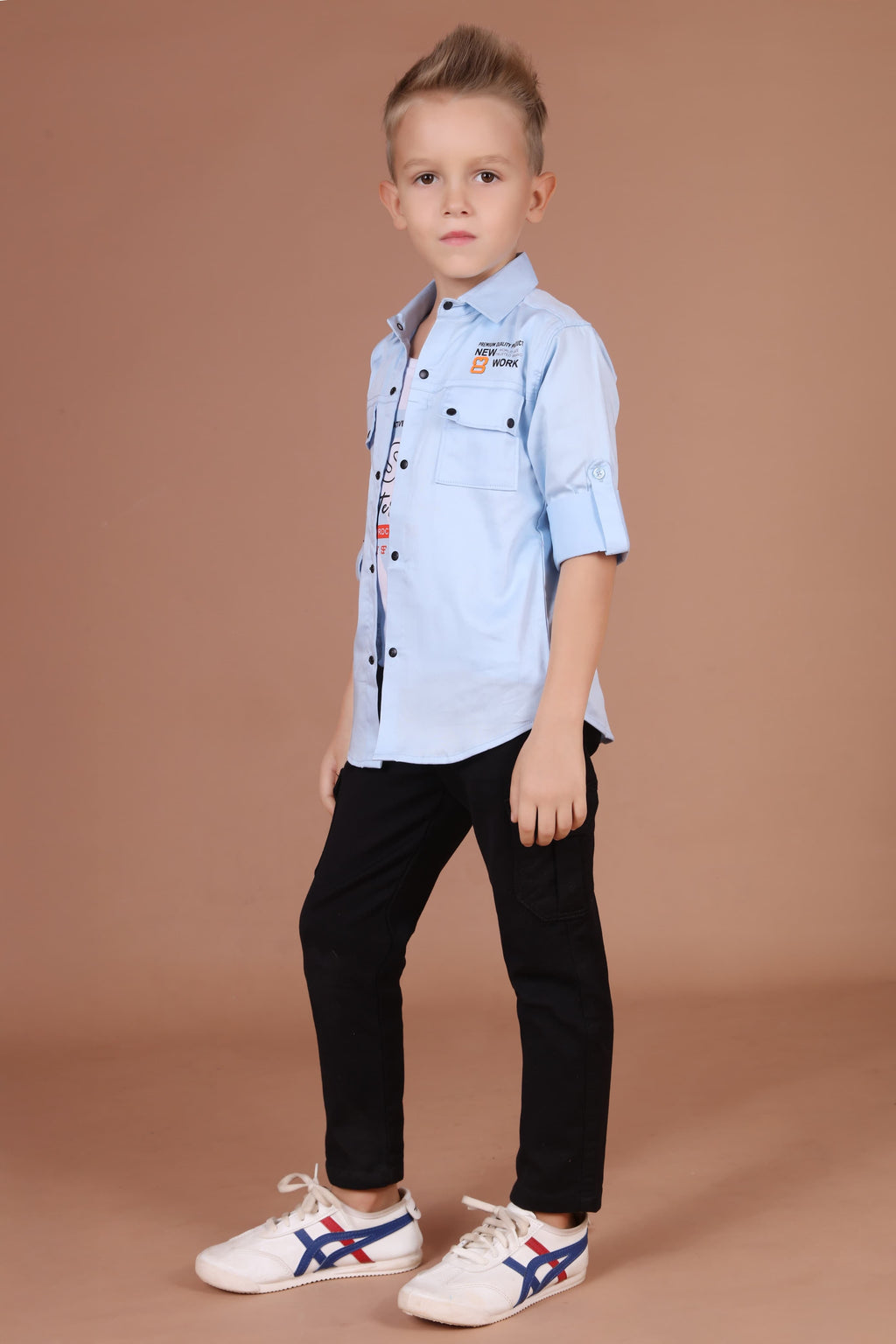 Havok Boys Button-Down Sky Blue Shirt With Tshirt Havok kids