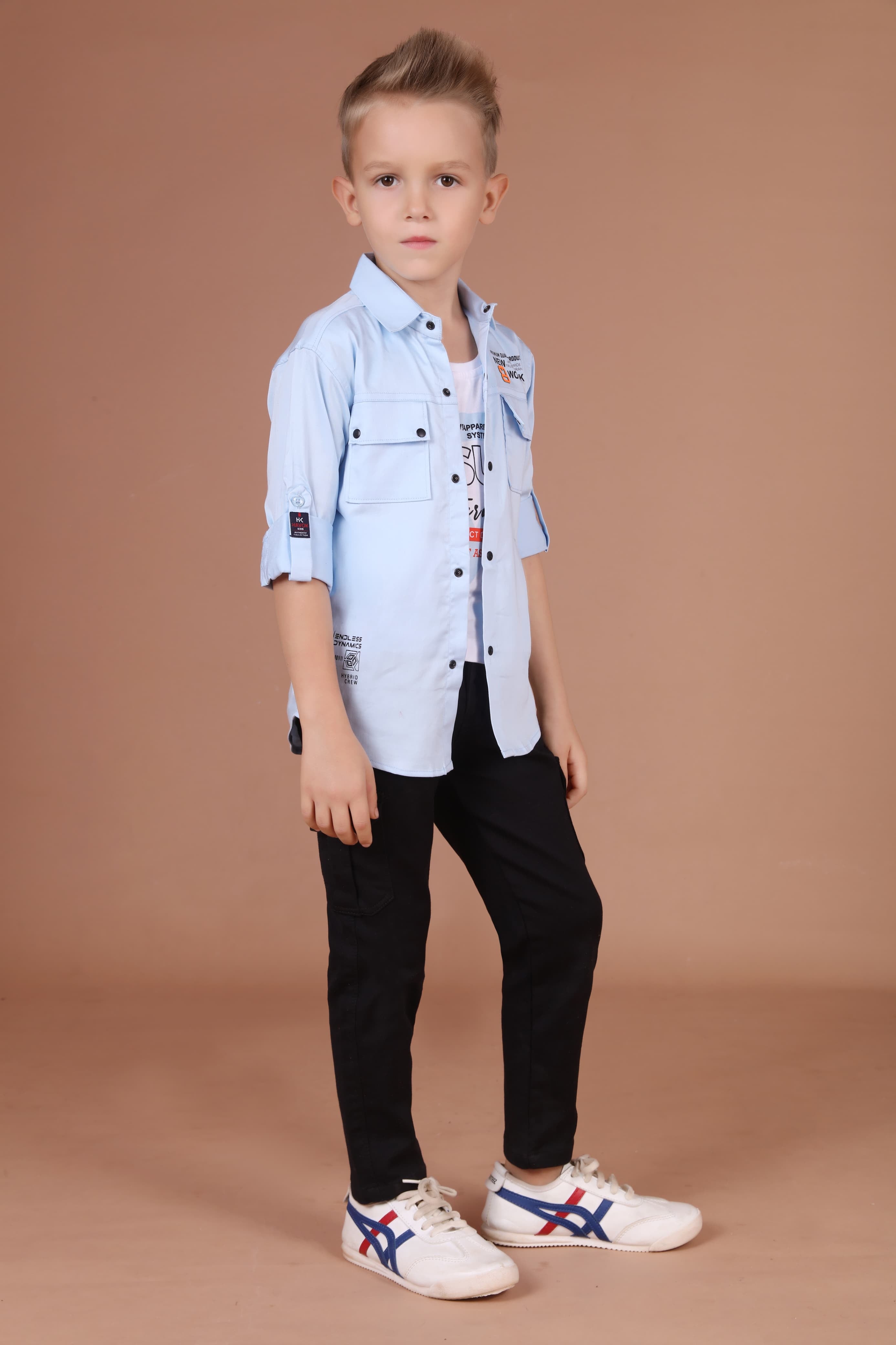 Havok Boys Button-Down Sky Blue Shirt With Tshirt Havok kids