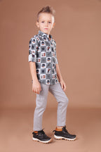 Havok Boys Grey Checkered Shirt