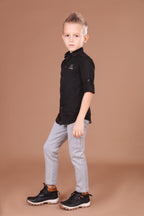 Havok Boys H Logo Black Textured Cotton Shirt