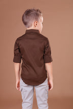 Havok Boys H Logo Brown Textured Cotton Shirt