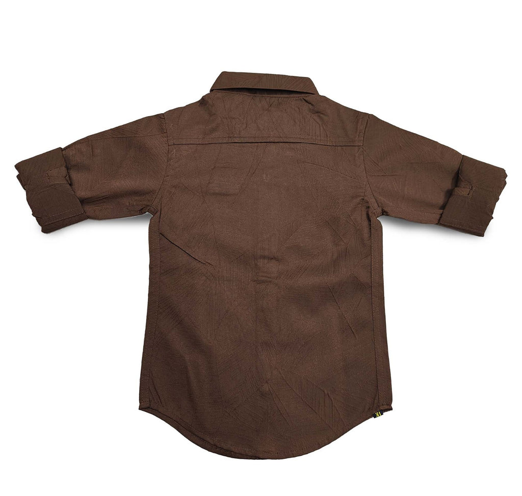 Havok Boys H Logo Brown Textured Cotton Shirt
