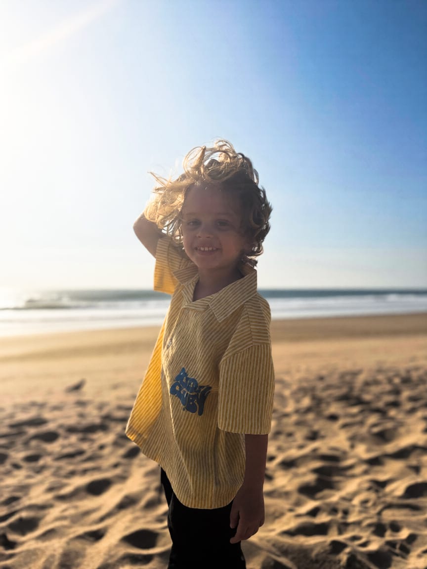 Boys' Yellow Striped with printed motifs Shirt Havok Kids