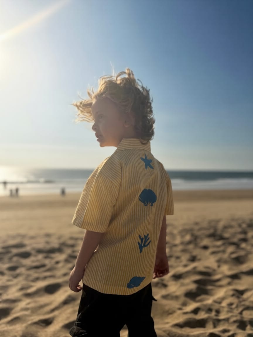 Boys' Yellow Striped with printed motifs Shirt Havok Kids