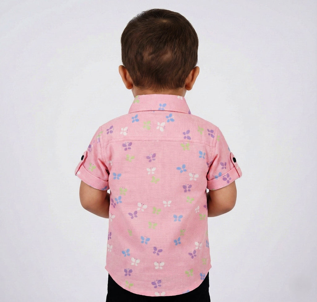Havok Infant Pink Shirt for Boys Half Sleeve Butterfly