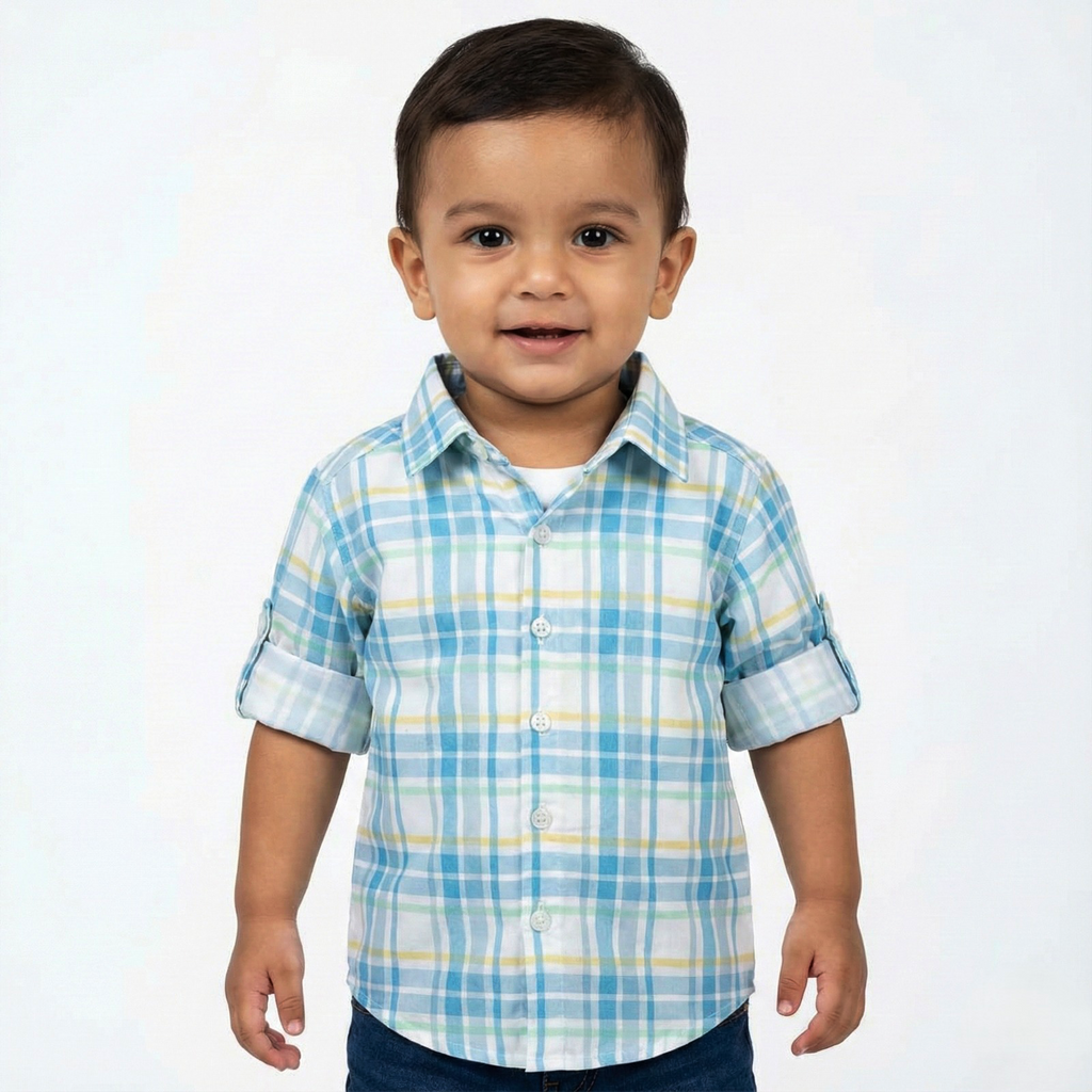 Havok kids | Infant Blue & Yellow Checkered Shirt