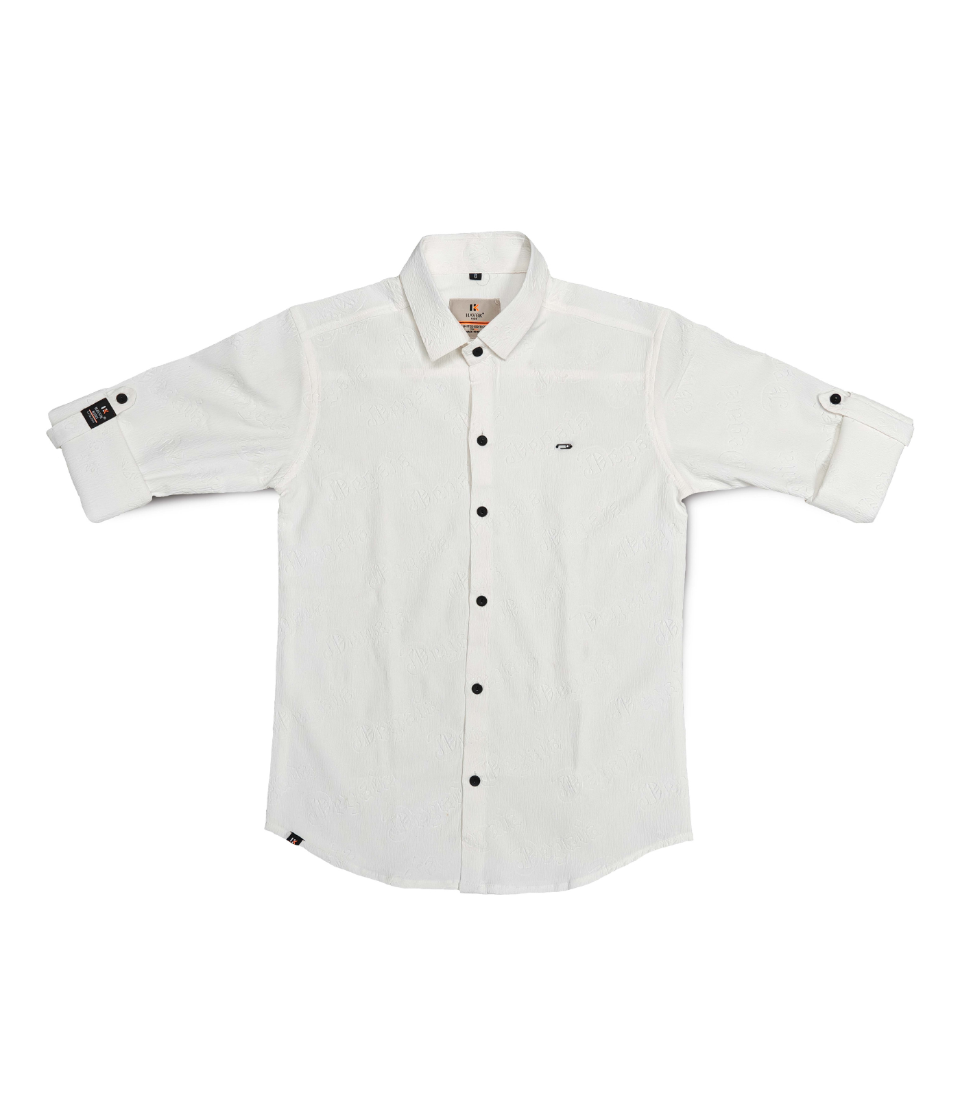 White Shirt with Button-Down Collar, Full Sleeves