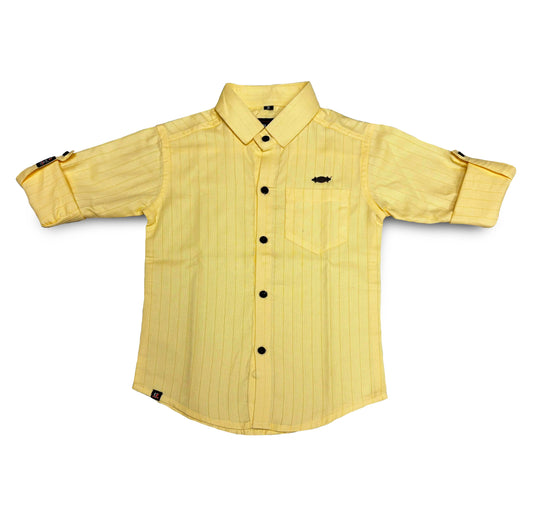 Yellow Shirt for Boys Kids Full Sleeve Cotton Stripe Shirts for Party Birthday Diwali Casual School Yellow Shirts Boys Full Sleeves Button Down Kids Regular Fit Kid Collared Kid Shirt Birthday Diwali