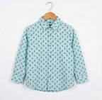 Havok Infant light Blue Shirt with Grey Leaf Pattern Print Havok kids
